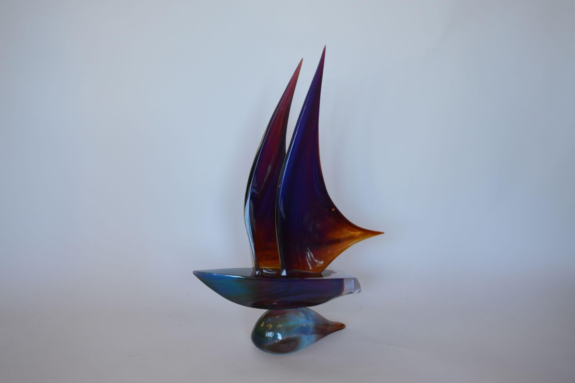 Dino Rosin Studio, Murano-Skulptur „Segelboot“ aus dem späten 20. Jahrhundert im Angebot 3