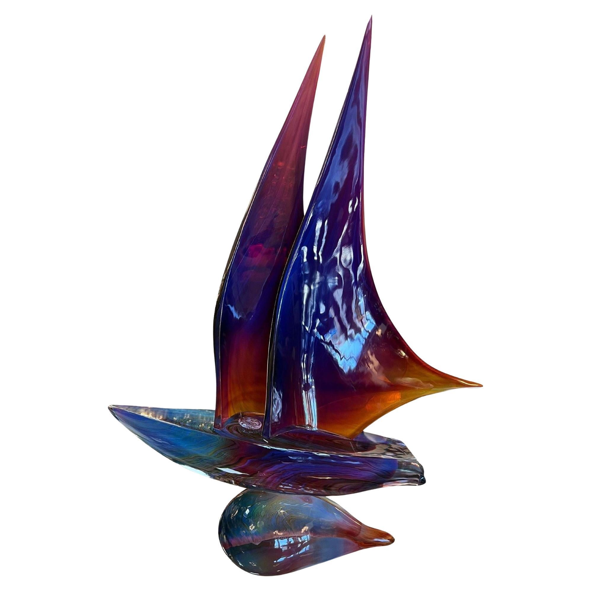 Dino Rosin Studio, Murano-Skulptur „Segelboot“ aus dem späten 20. Jahrhundert im Angebot