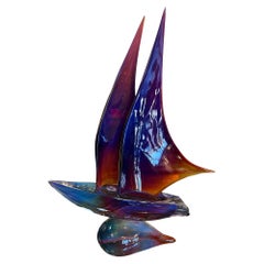 Vintage Dino Rosin Studio, Late 20th Century Murano "Sailboat" Sculpture