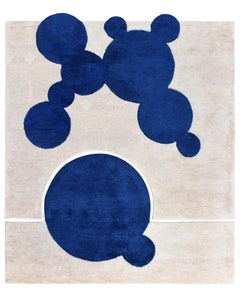 Tappeto Puzzle moderno annodato a mano di colore blu e navy realizzato con la lana più pregiata (L)