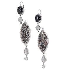 Dinosaur Bone Diamond Adjustable Custom Design Earrings 18k