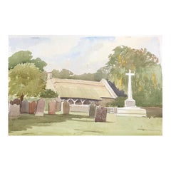 Dinton-Medaillon, originales britisches Aquarellgemälde