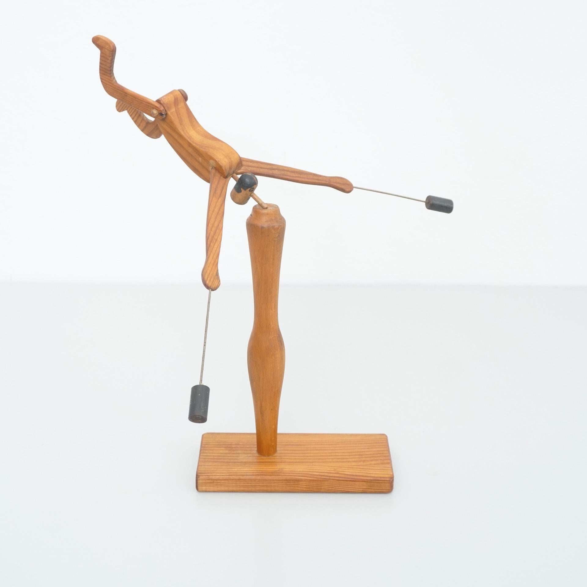 Mid-Century Modern D.Invernon Equilibrist Wood Sculpture, 2020
