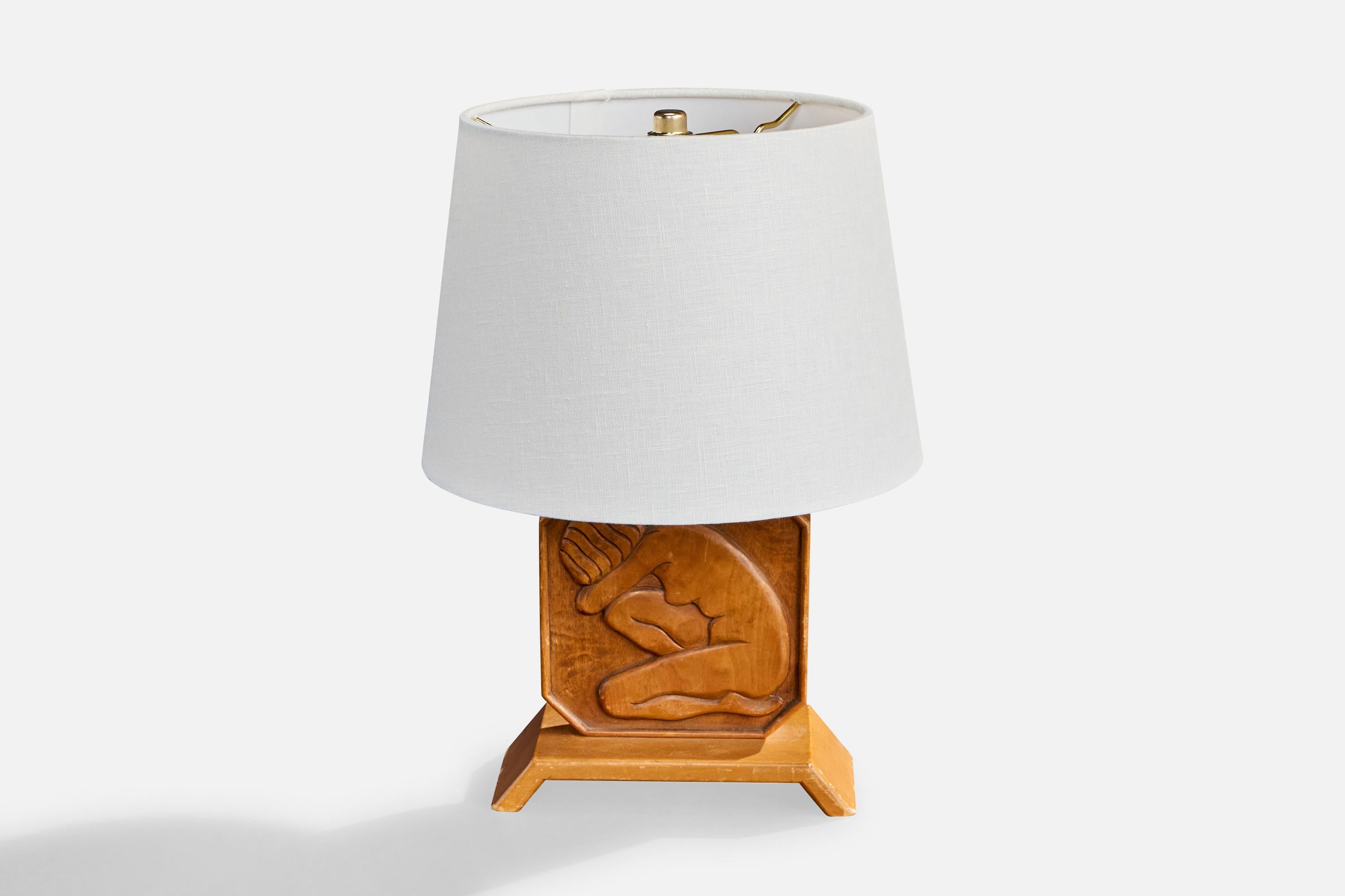 Scandinave moderne Diö Slöjd, lampe de table, Wood, Suède, années 1940 en vente