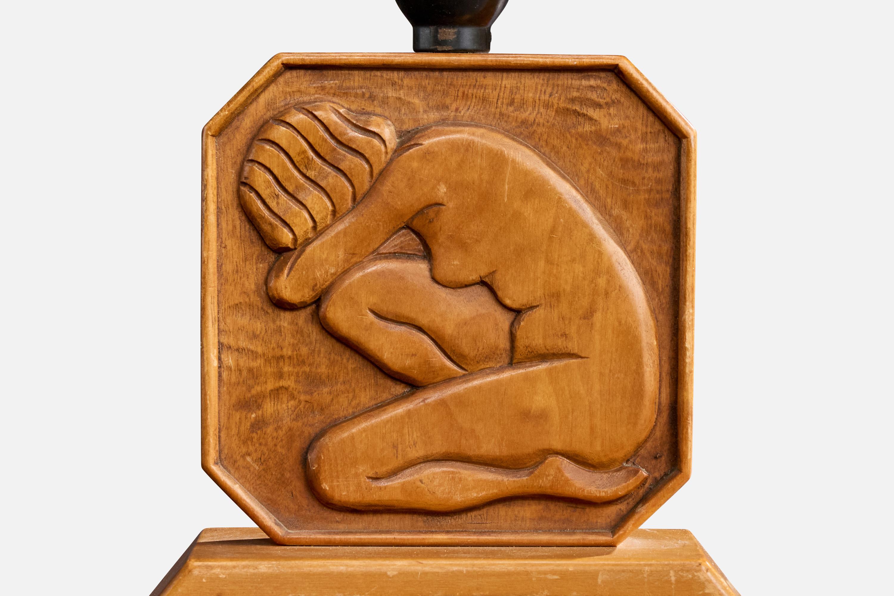 Diö Slöjd, lampe de table, Wood, Suède, années 1940 Bon état - En vente à High Point, NC