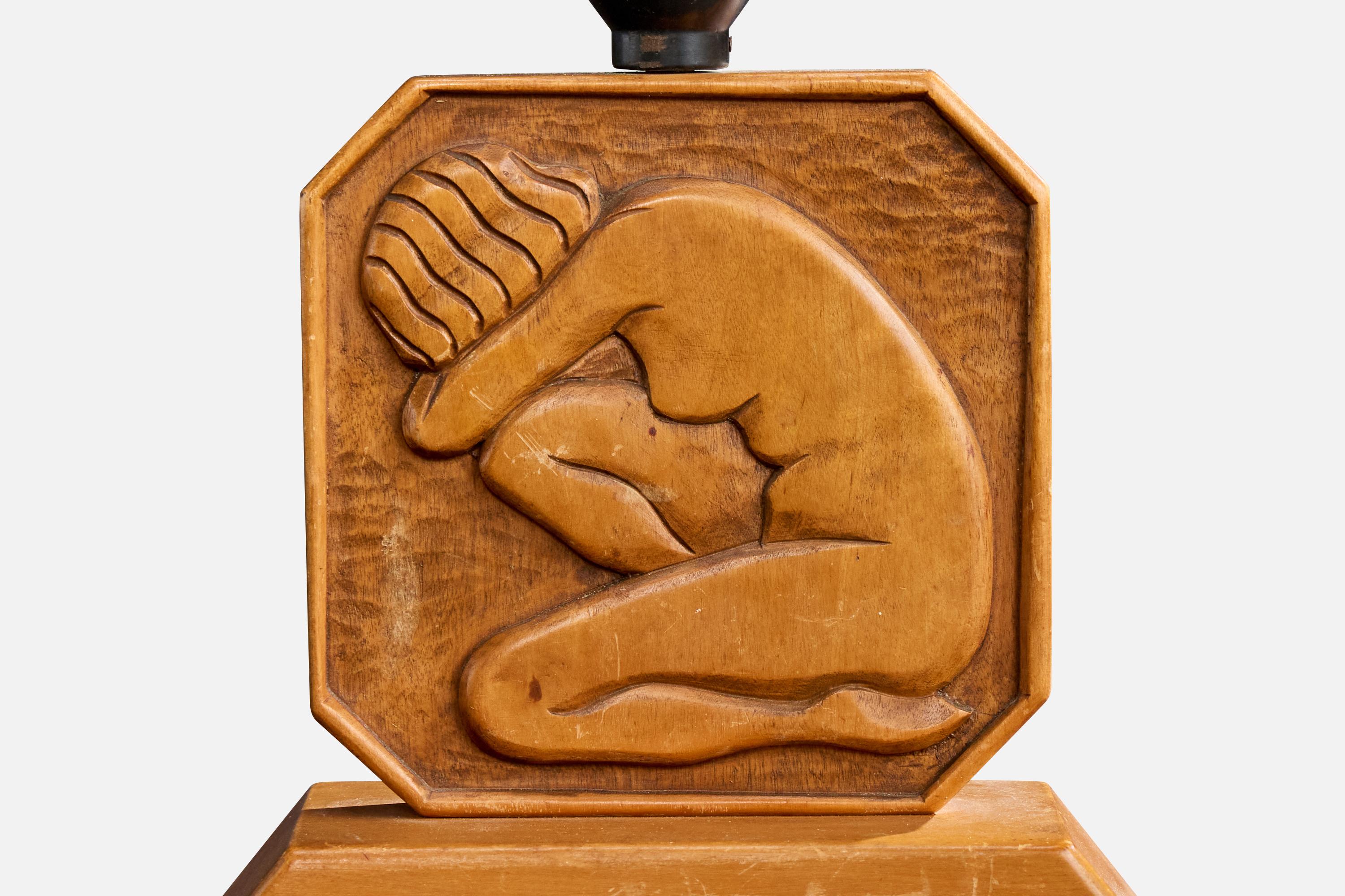 Milieu du XXe siècle Diö Slöjd, lampe de table, Wood, Suède, années 1940 en vente