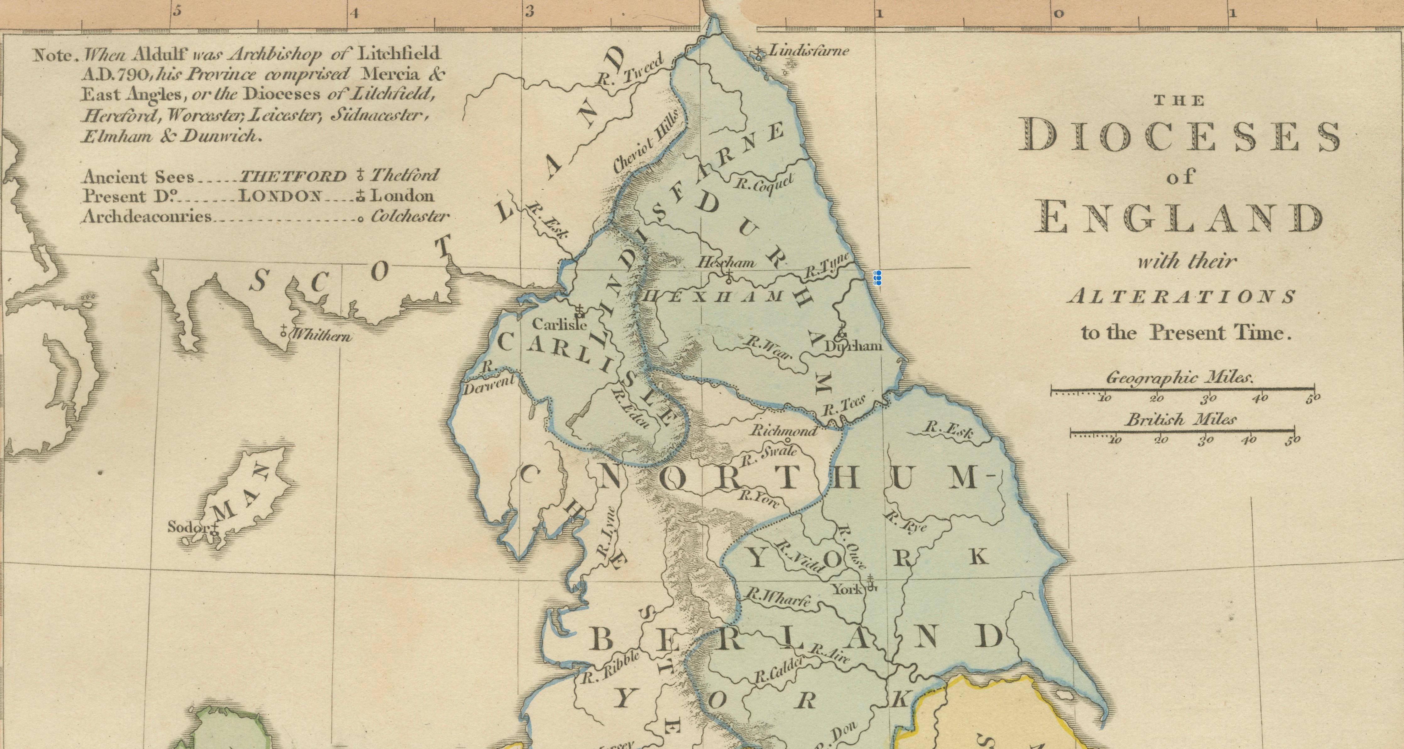 Dioceses of England — Ecclesiastical Map of England, Wilkinson 1801