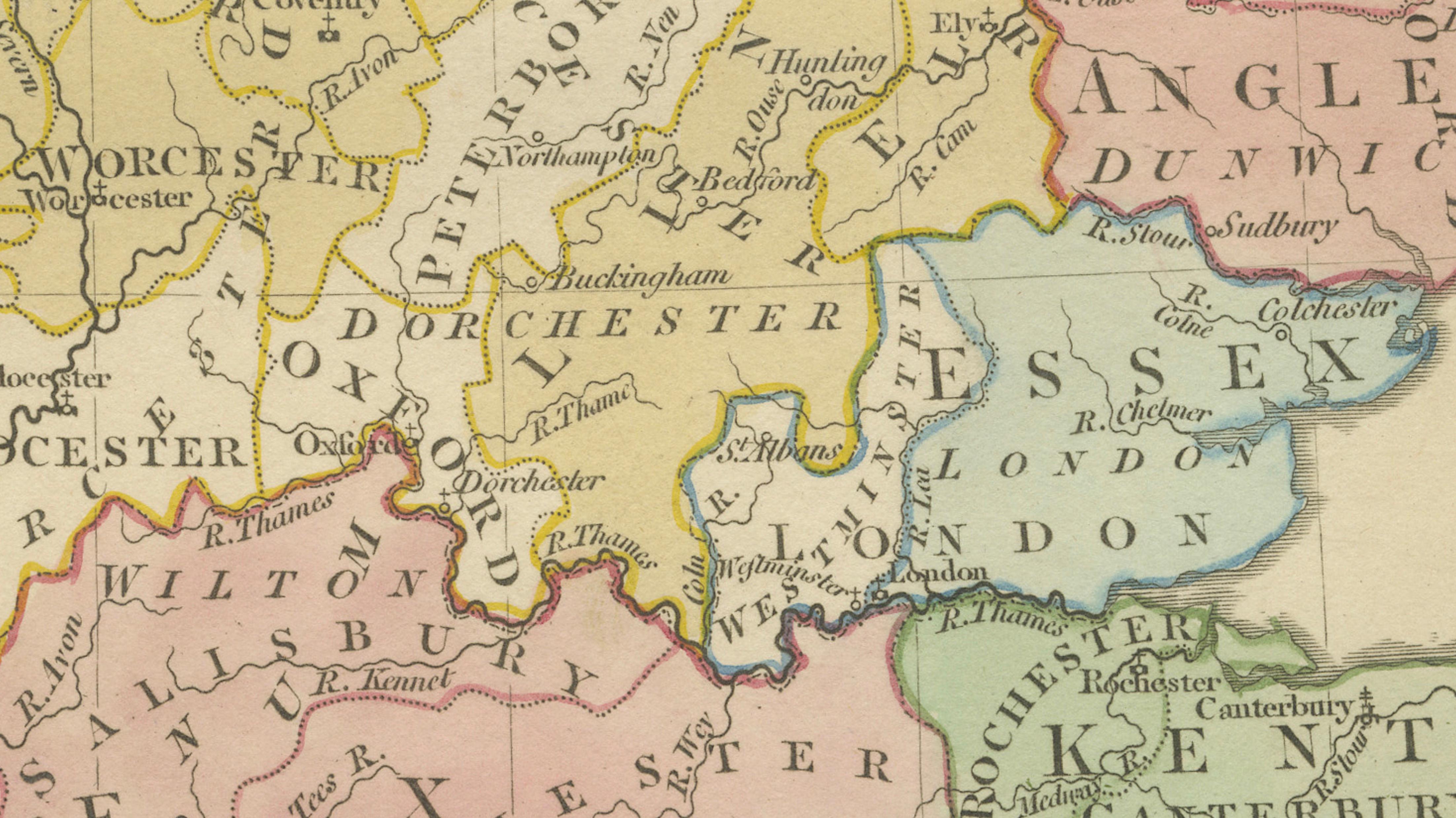Dioceses of England — Ecclesiastical Map of England, Wilkinson 1801