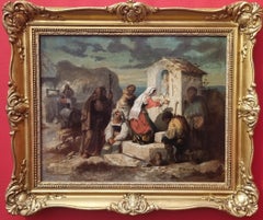 Religious Romantic Painting Italy Pilgrims Napoli RAHOULT from Grenoble mid 19th