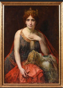 Fine 19th Century French Symbolist Oil Painting Portrait of Mythological Queen
