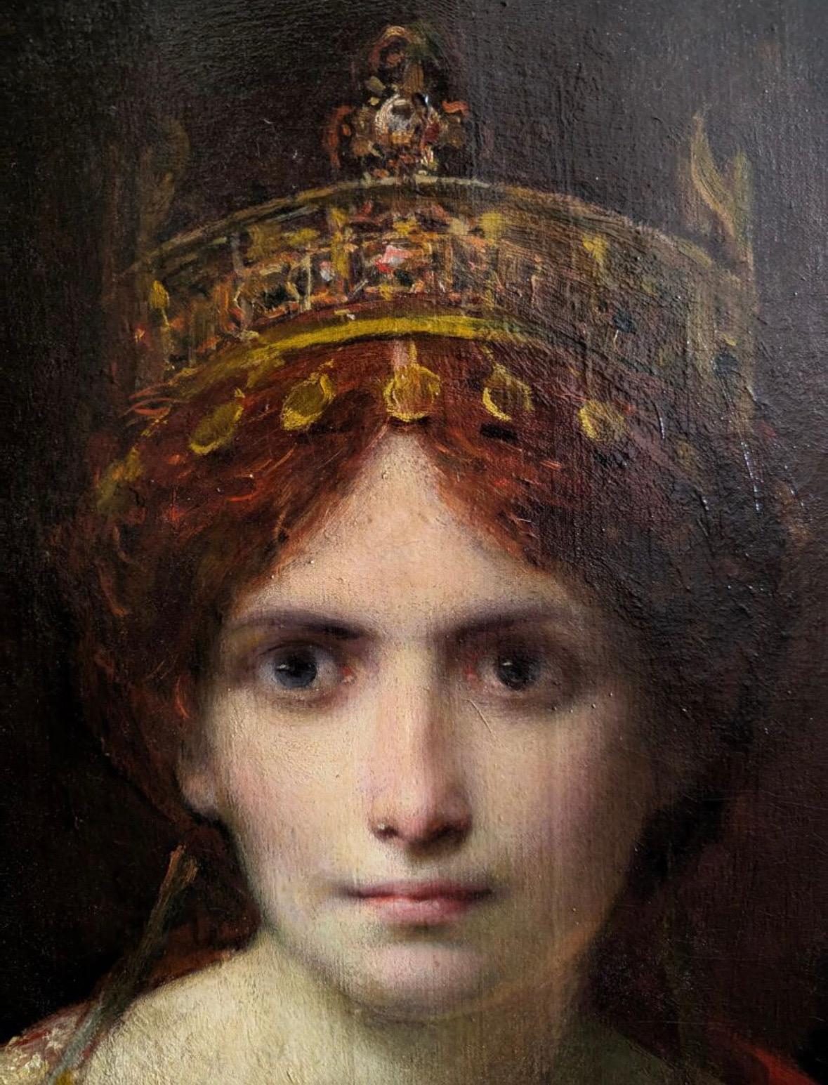 Fine 19th Century French Symbolist Oil Painting Portrait of Mythological Queen For Sale 1