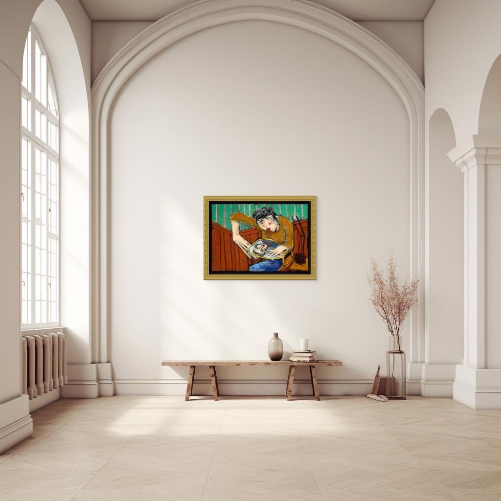 Sempre a pensare al prossimo grande evento. - Figurative Painting Marrone di Diogo Barros Pires