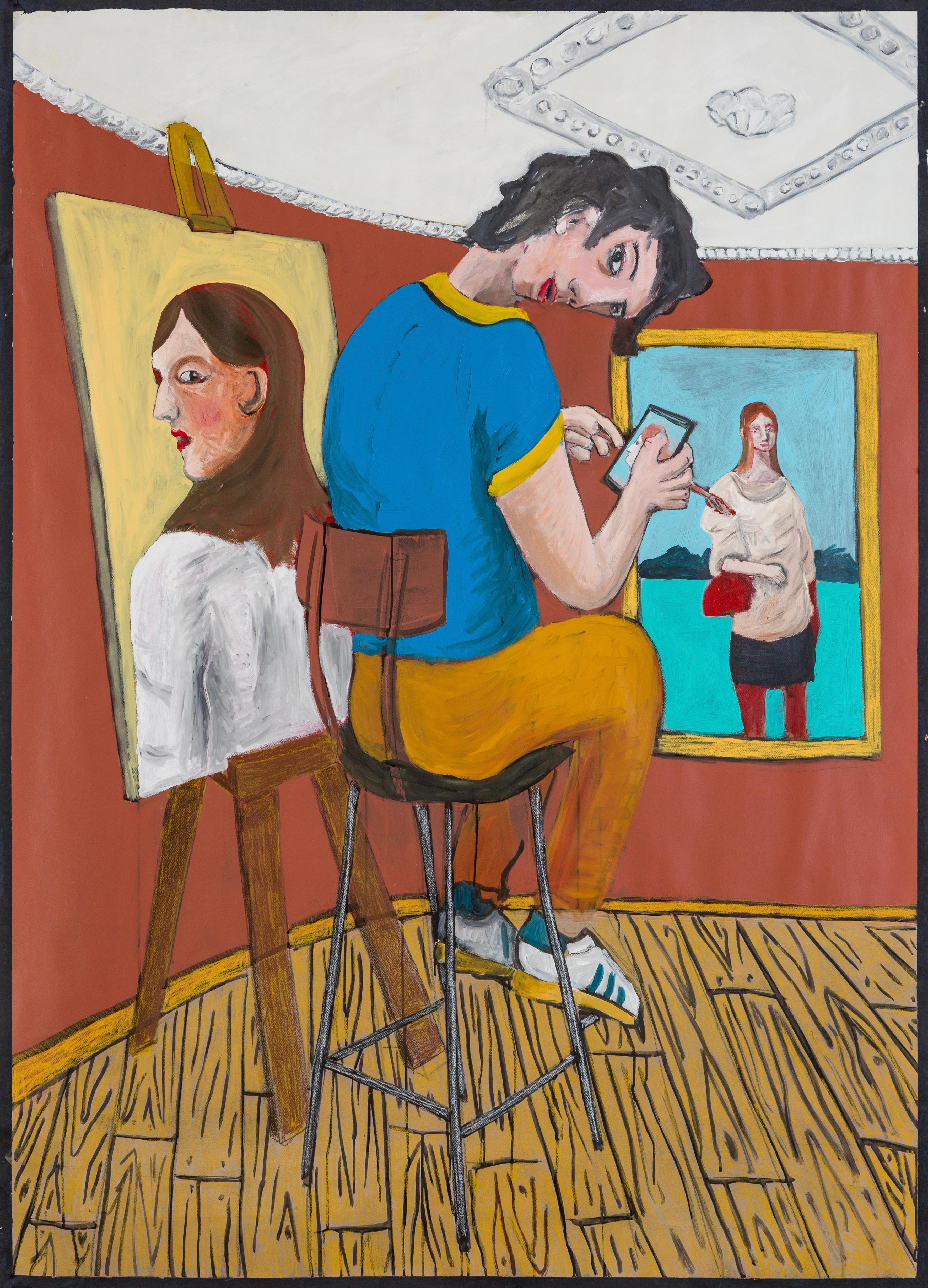 Diogo Barros Pires Figurative Painting - For each three of her there is one of me