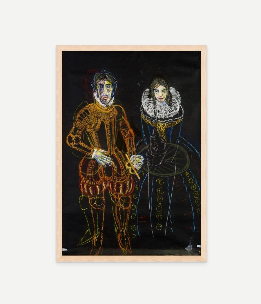 H.H. Sebastian und seine schöne, kühne Ehefrau – Painting von Diogo Barros Pires