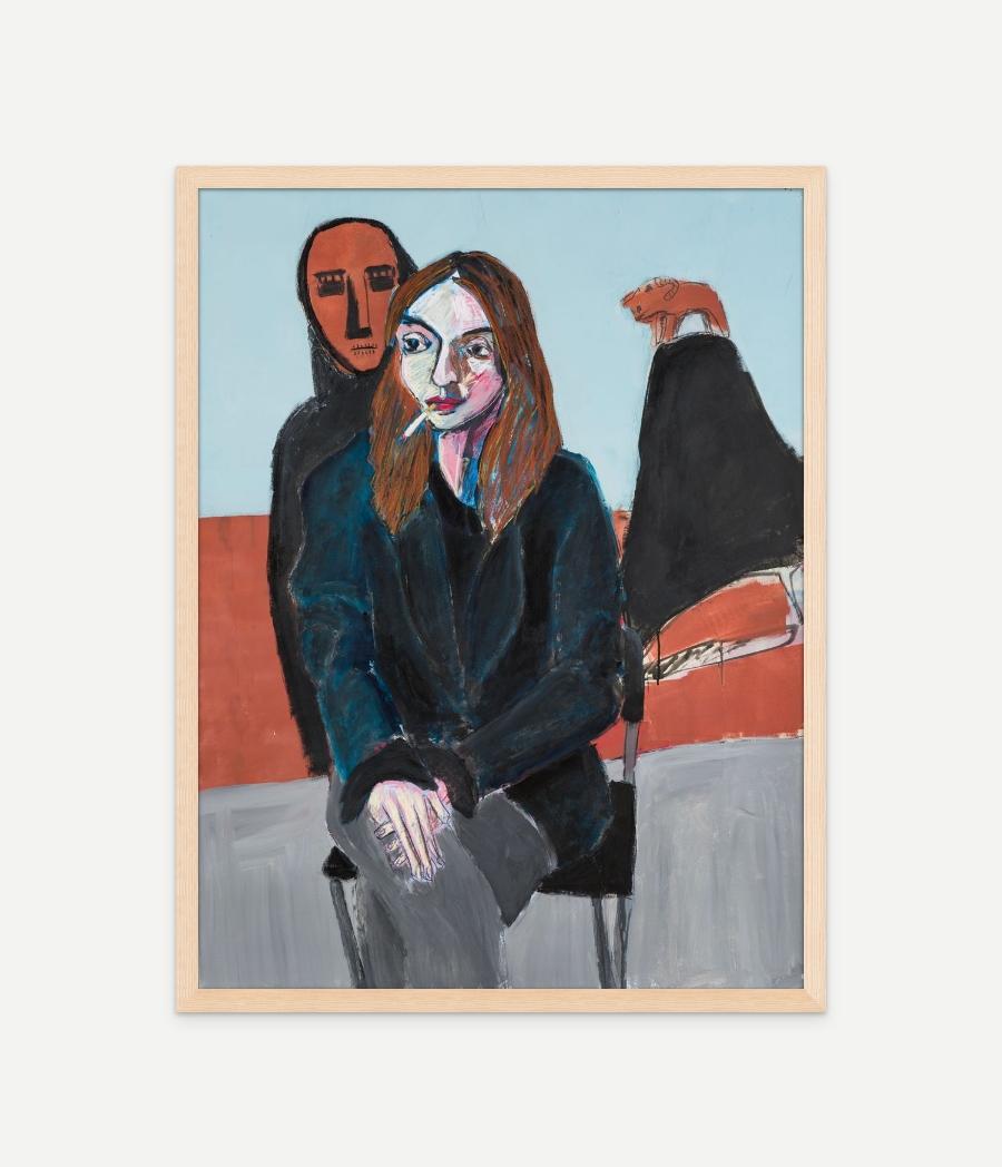 Porträt von ihr im Studio sitzend – Painting von Diogo Barros Pires