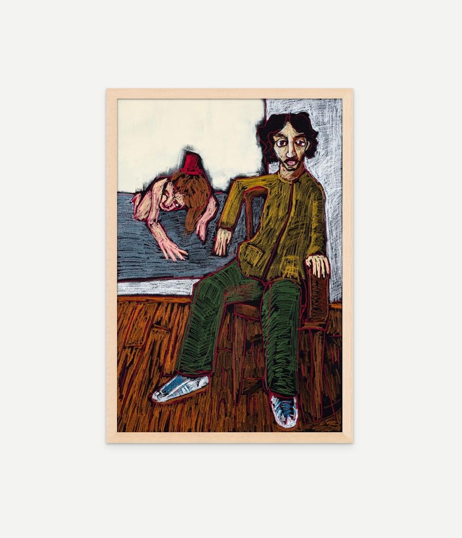 Self portrait in the studio with a painting yet to be started - Painting by Diogo Barros Pires