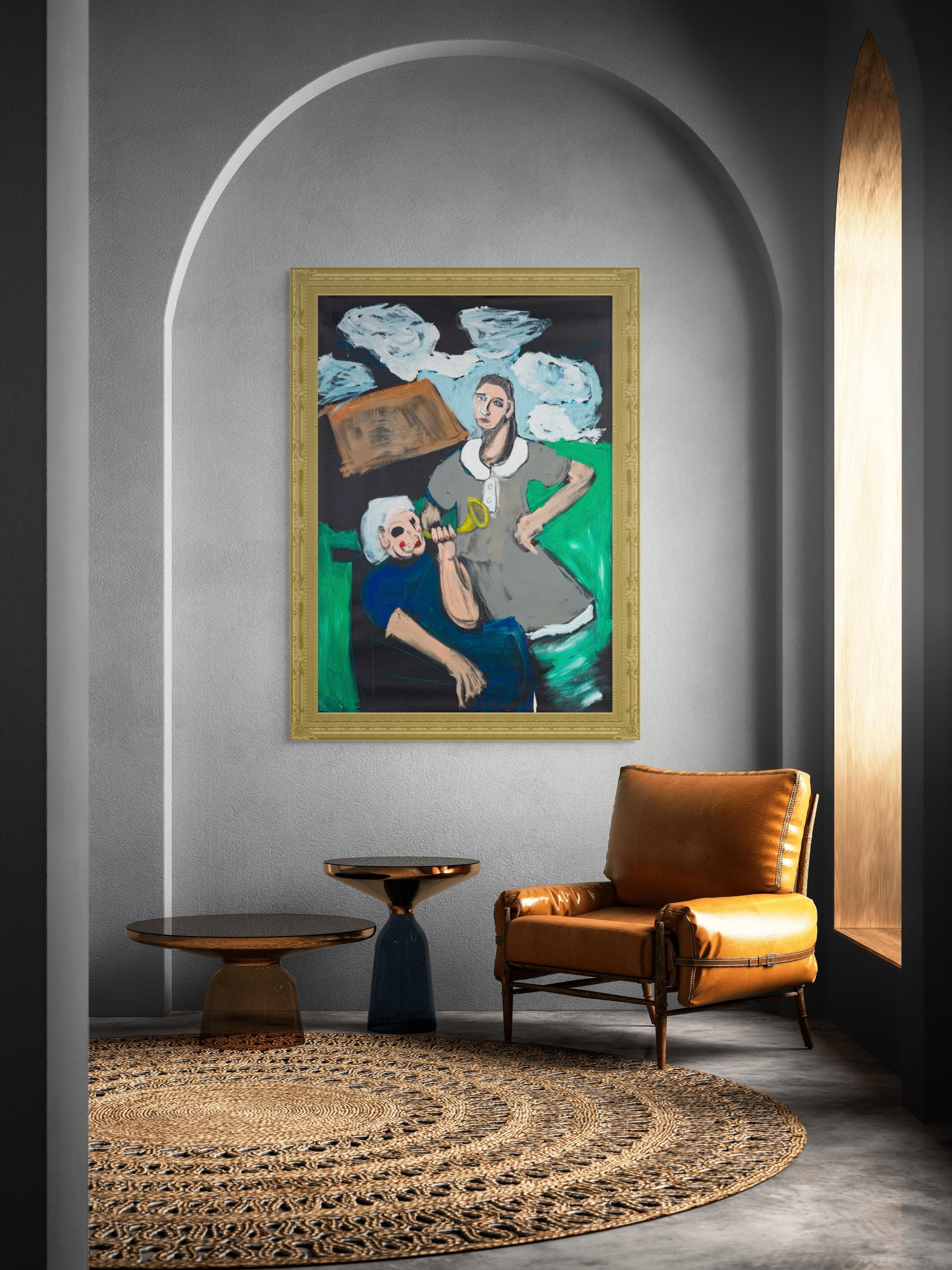 Diogo Barros Pires, 2023
151 x 218 cm
Acrylic and crayon on paper

With a strong emphasis on drawing, both as a medium itself and as an intrinsic part of his painting process, Diogo Barros Pires creates expressive renderings of the contemporary