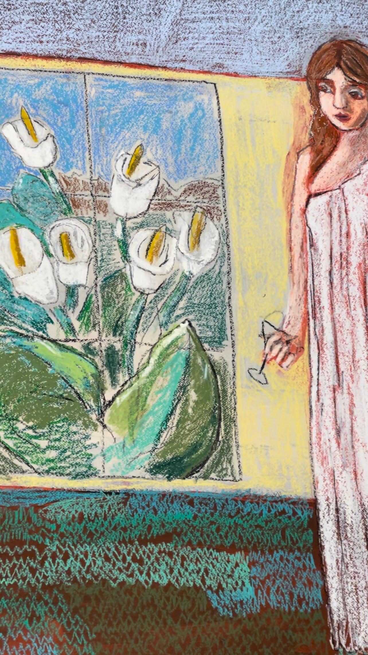 Un'affascinante opera d'arte che rivela il talento dell'artista portoghese Diogo Barros Pires. 
Pastello e pastello su carta nera.

Diogo Barros Pires (nato nel 1985) è un artista figurativo contemporaneo di Lisbona. Dopo aver studiato Economia