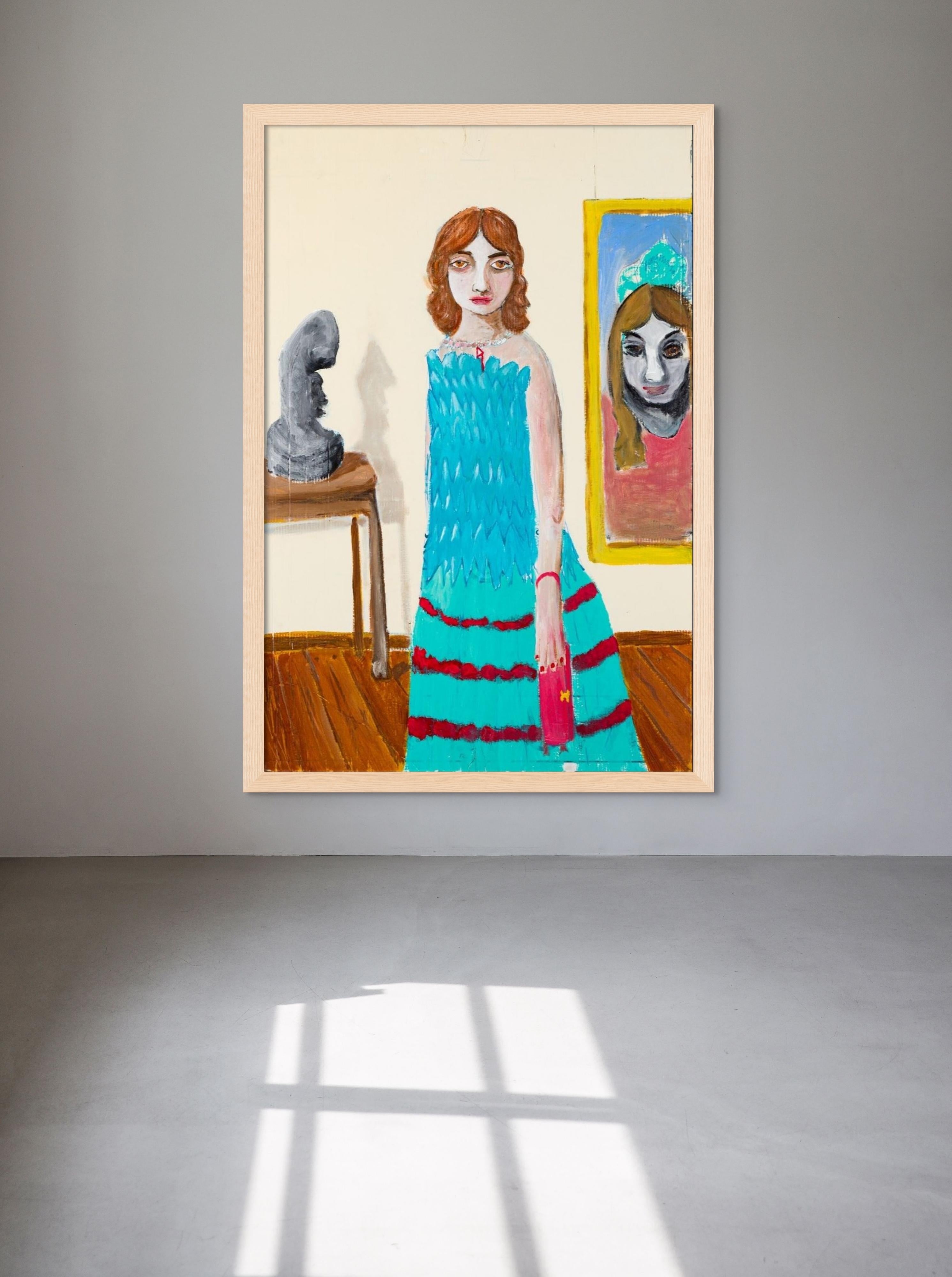 Quello che mancava a me, lei lo aveva dieci volte di più. - Portrait Painting Beige di Diogo Barros Pires