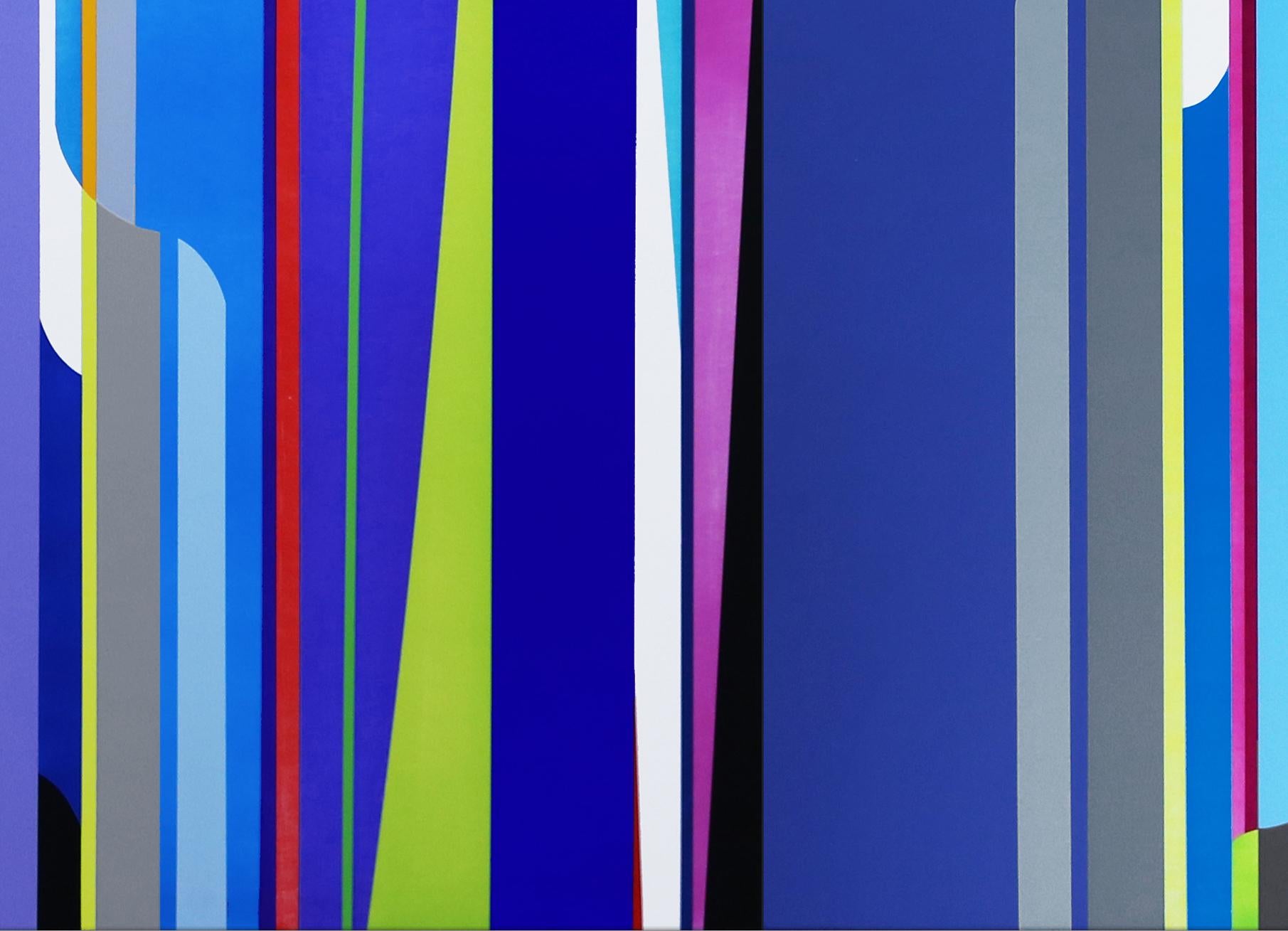 acrylic on canvas (three canvases)

Dion Johnson’s studio practice exists at the intersection of intention and reaction. His pared down visual vocabulary in combination with hard-edged abstraction result in brightly colored forms that collide,