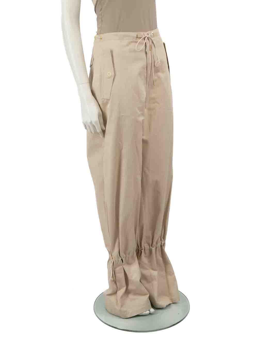 CONDITION is Never worn, with tags. No visible wear to trousers is evident on this new Dion Lee designer resale item.
 
 
 
 Details
 
 
 Beige
 
 Cotton
 
 Trousers
 
 Wide leg
 
 High rise
 
 Drawstring waist and leg cuffs
 
 2x Side pockets
 
 1x