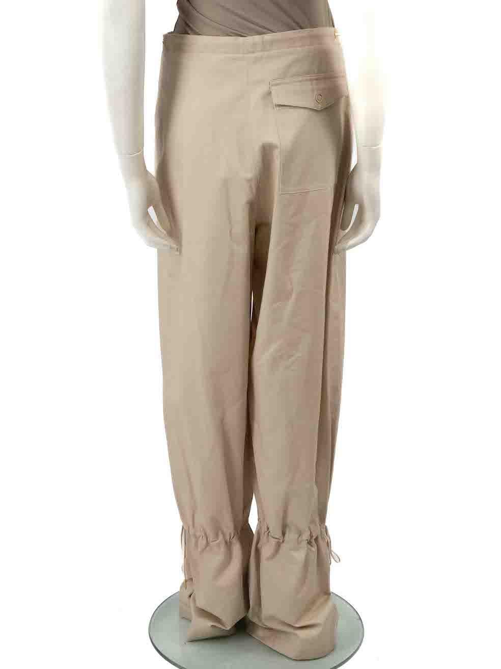 Dion Lee Beige Drawstring Detail Trousers Size XS In New Condition For Sale In London, GB