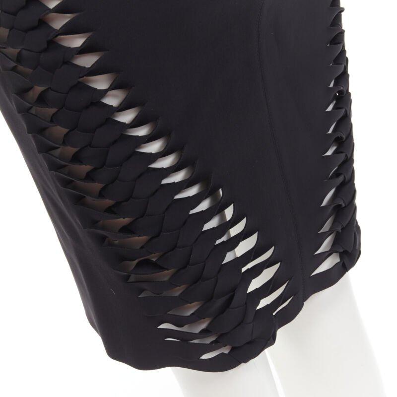 DION LEE black cut out braid knot detail pencil skirt AUS8 US4 S
Reference: CAWG/A00243
Brand: Dion Lee
Material: Polyester, Nylon
Color: Black
Pattern: Solid
Closure: Zip
Lining:  Unlined
Extra Details: Braid detailing at back.
Made in: