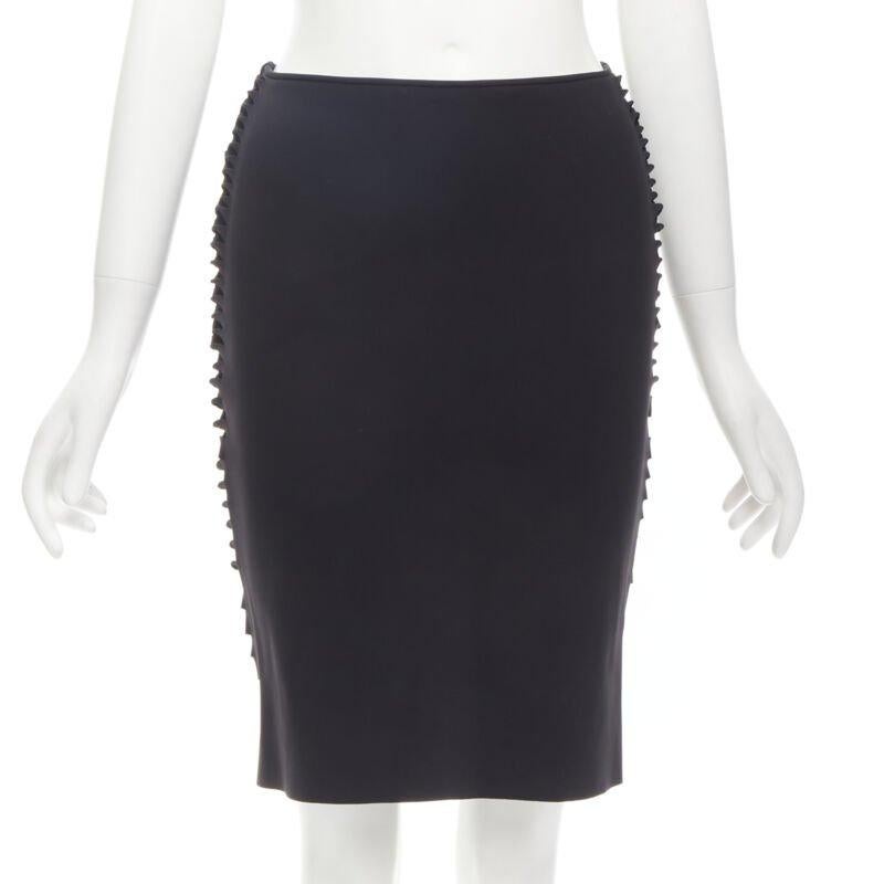 Black DION LEE black cut out braid knot detail pencil skirt AUS8 US4 S For Sale