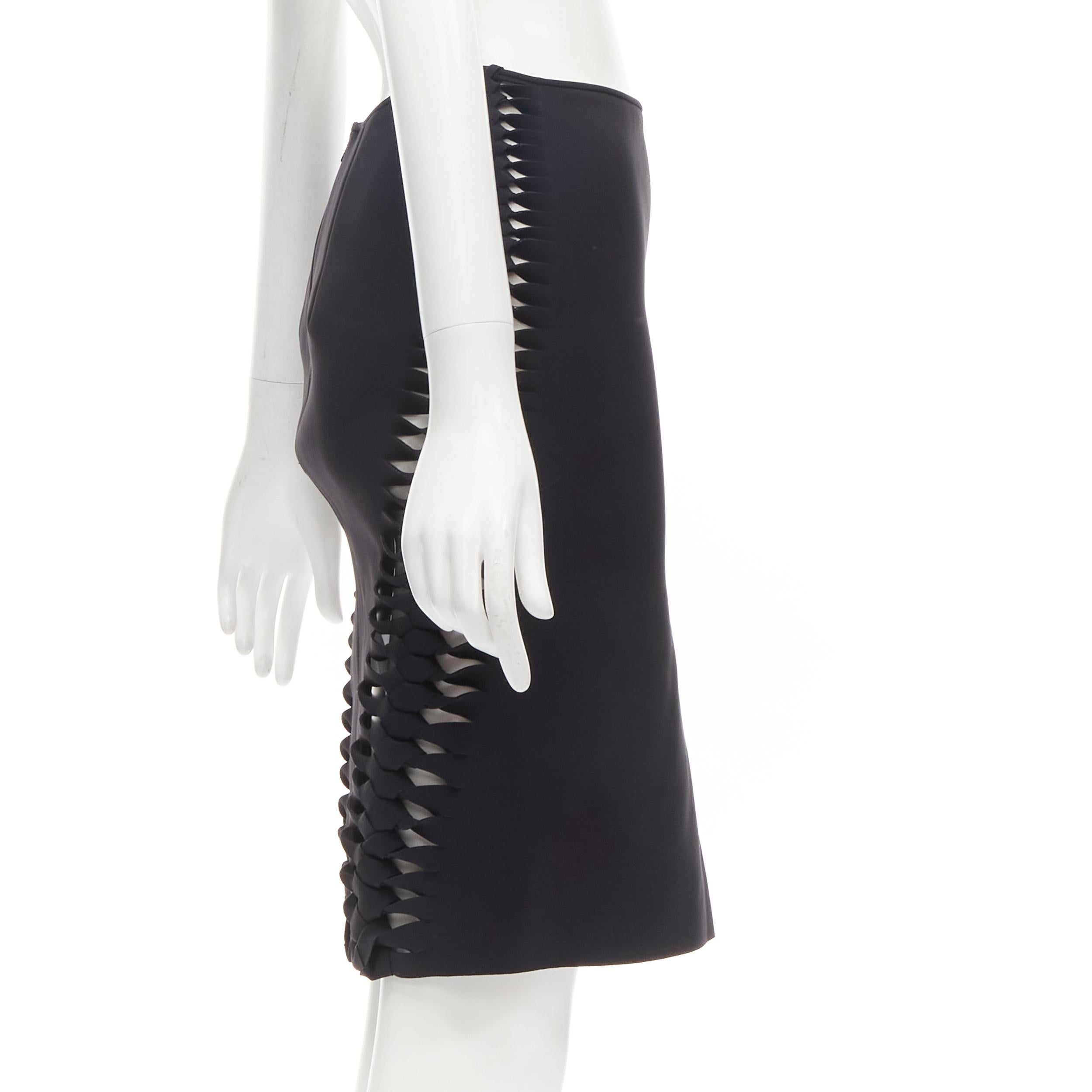 Women's DION LEE black cut out braid knot detail pencil skirt AUS8 US4 S For Sale