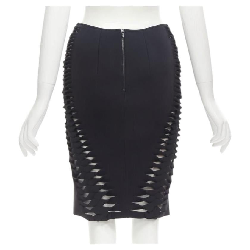 DION LEE black cut out braid knot detail pencil skirt AUS8 US4 S For Sale