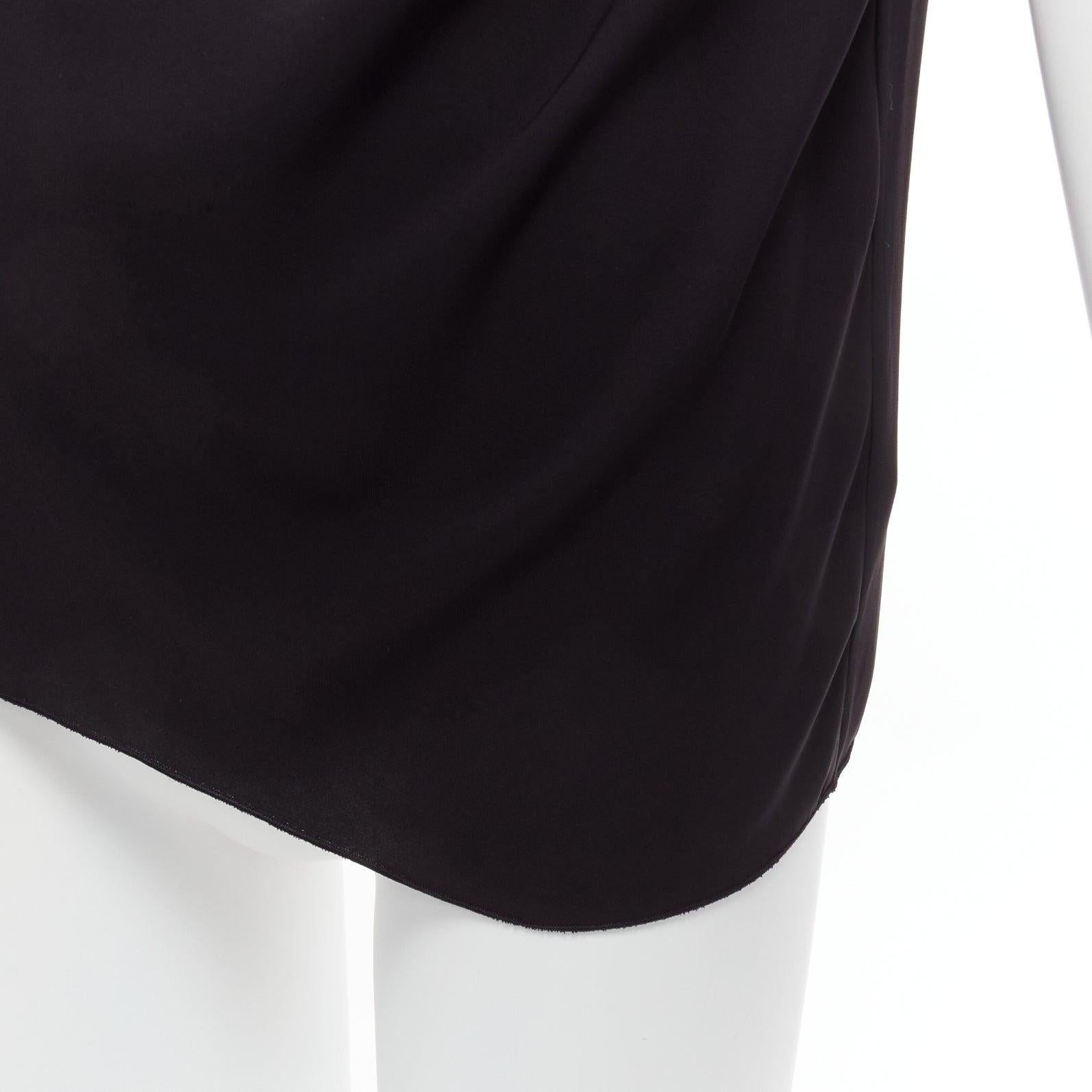 DION LEE schwarzer Lederbesatz runder Kragen seidiger Faltenwurf ärmelloses Tanktop AUS6 XS im Angebot 2