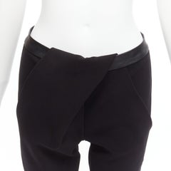 DION LEE black leather waistband wrap detail cropped pants trousers UK6 XS