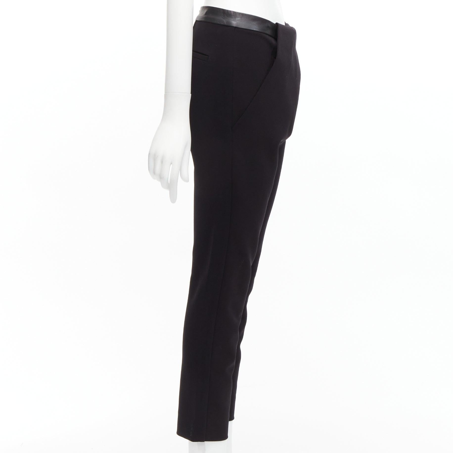 DION LEE black leather waistband wrap detail cropped pants trousers UK6 XS In Good Condition For Sale In Hong Kong, NT