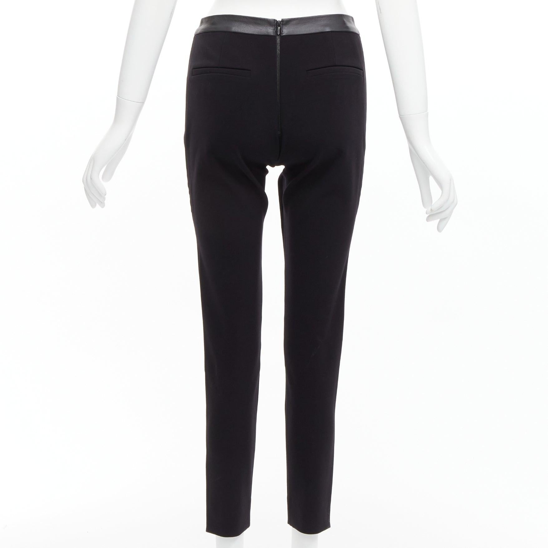 Women's DION LEE black leather waistband wrap detail cropped pants trousers UK6 XS For Sale