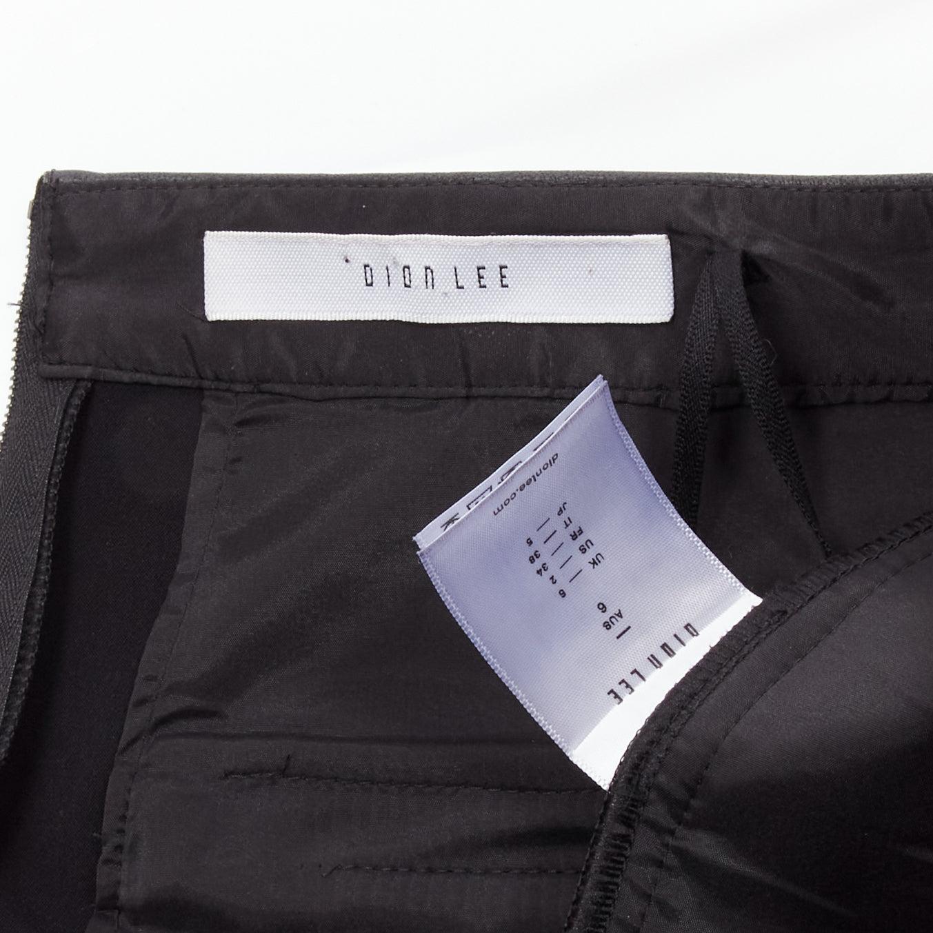 DION LEE black leather waistband wrap detail cropped pants trousers UK6 XS For Sale 3