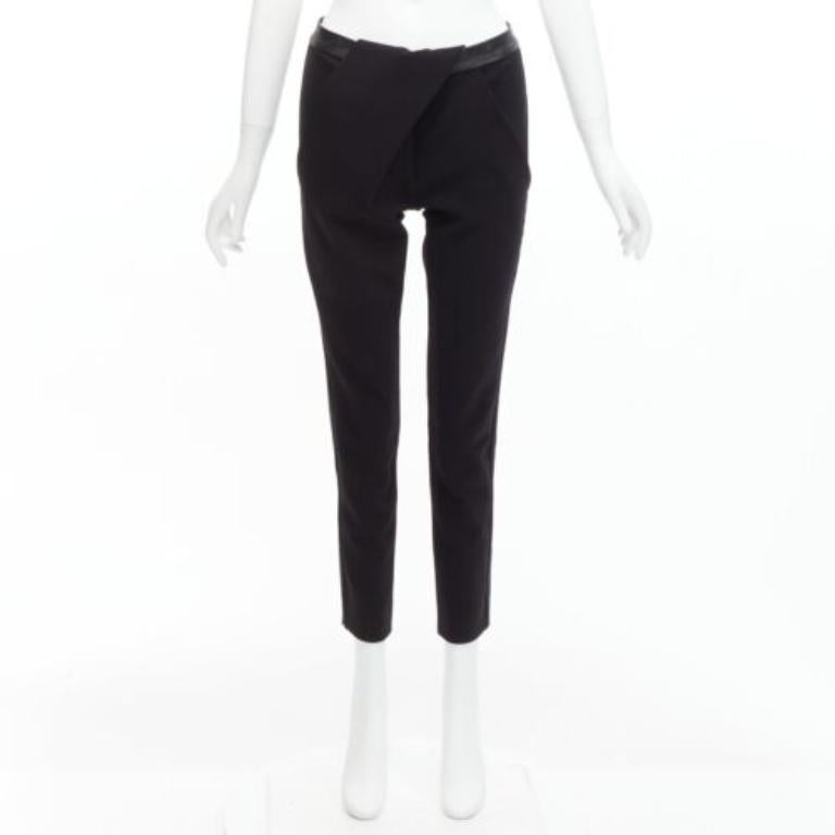 DION LEE black leather waistband wrap detail cropped pants trousers UK6 XS For Sale 4