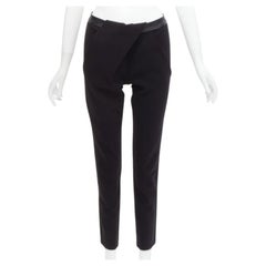 DION LEE black leather waistband wrap detail cropped pants trousers UK6 XS