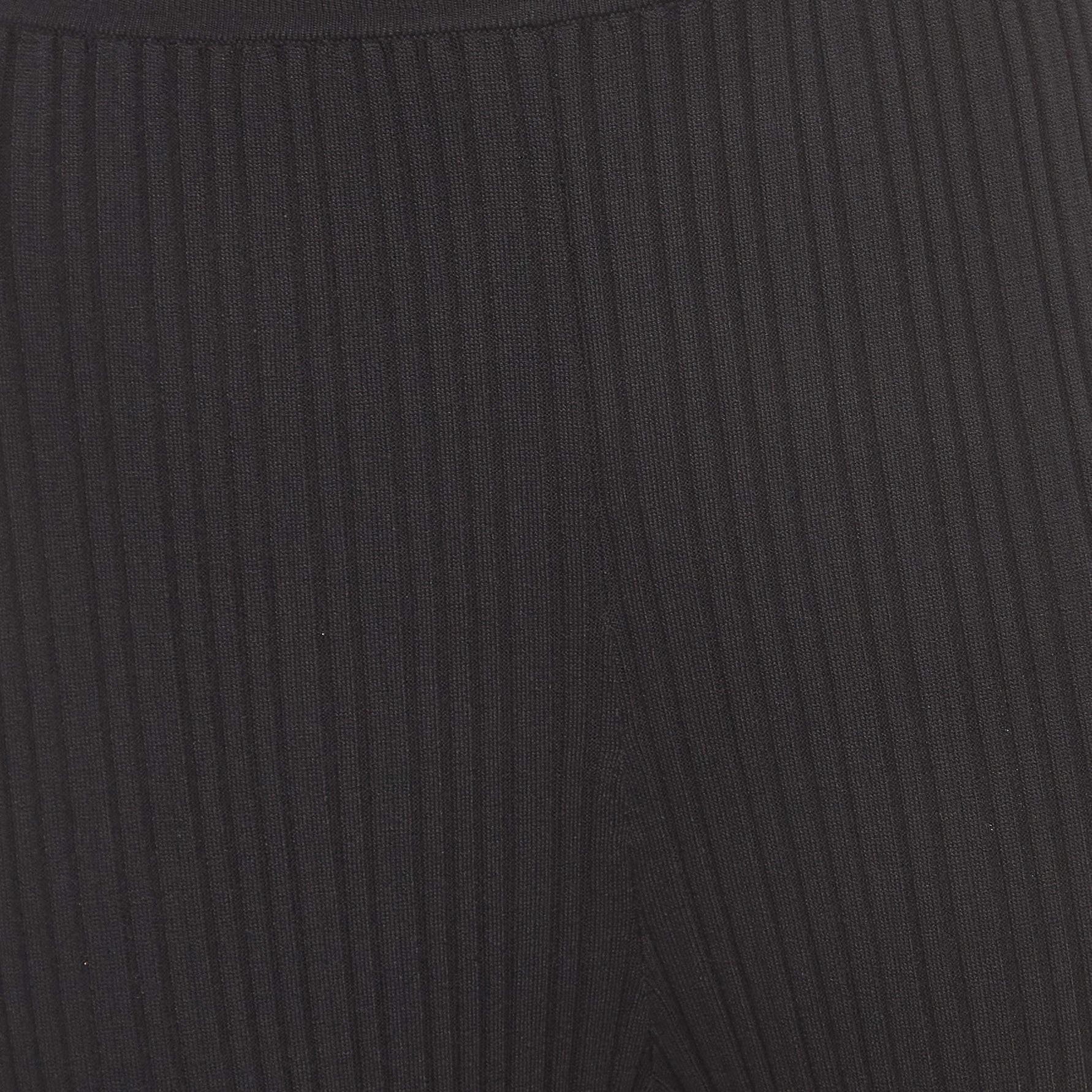 Dion Lee Noir Pantalon flottant en tricot côtelé à taille élastiquée L en vente 1