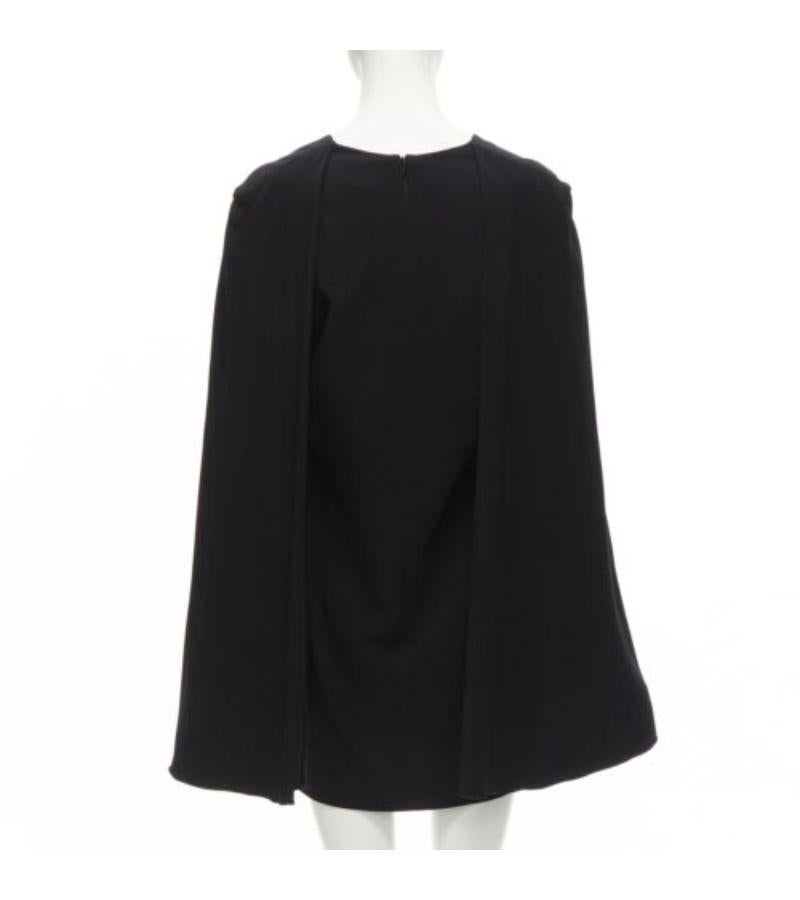 DION LEE black satin cape sleeve minimal V neck boxy short dress AUS10 M In Excellent Condition For Sale In Hong Kong, NT