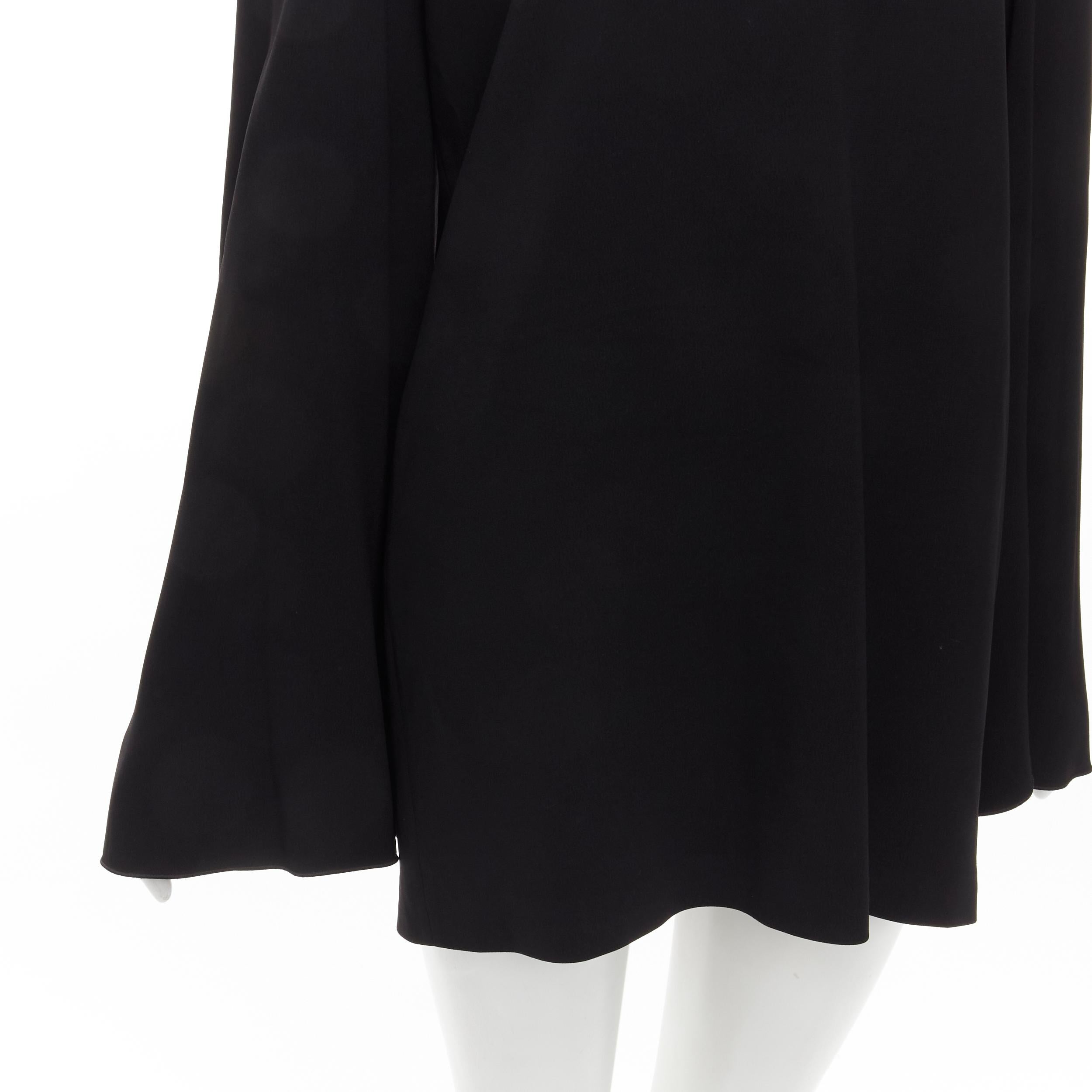DION LEE black satin cape sleeve minimal V neck boxy short dress AUS10 M For Sale 3