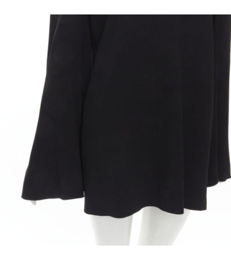 DION LEE black satin cape sleeve minimal V neck boxy short dress AUS10 M For Sale 2