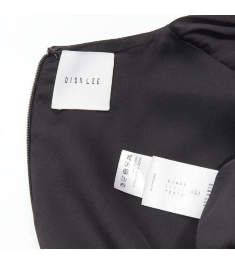 DION LEE black satin cape sleeve minimal V neck boxy short dress AUS10 M For Sale 3