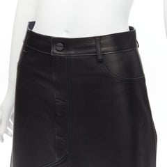 Dion Lee, pelle di pecora nera, carré posteriore, spacco frontale, gonna a ruota UK6 XS