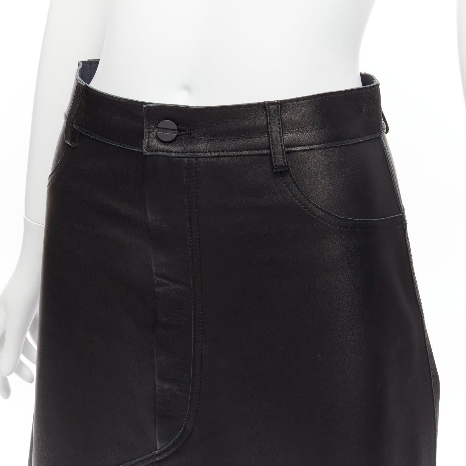 DION LEE black sheep leather back yoke front slit A-line skirt UK6 XS
Reference: SNKO/A00318
Brand: Dion Lee
Material: Leather
Color: Black
Pattern: Solid
Closure: Zip Fly
Extra Details: Back yoke.
Made in: China

CONDITION:
Condition: Fair, this