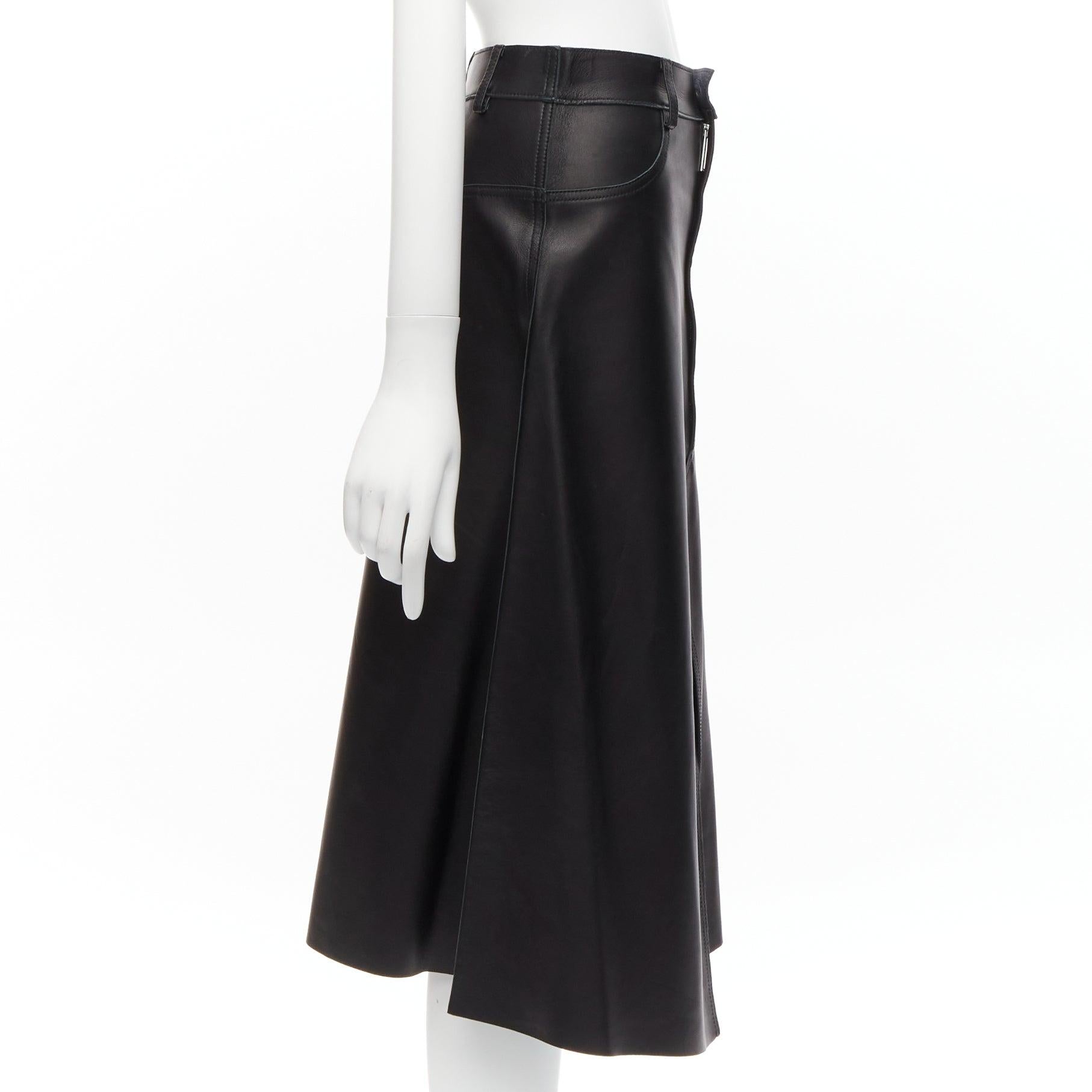 DION LEE black sheep leather back yoke front slit A-line skirt UK6 XS In Fair Condition For Sale In Hong Kong, NT