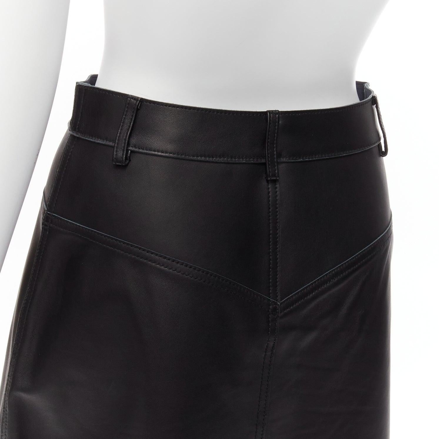 DION LEE black sheep leather back yoke front slit A-line skirt UK6 XS For Sale 2