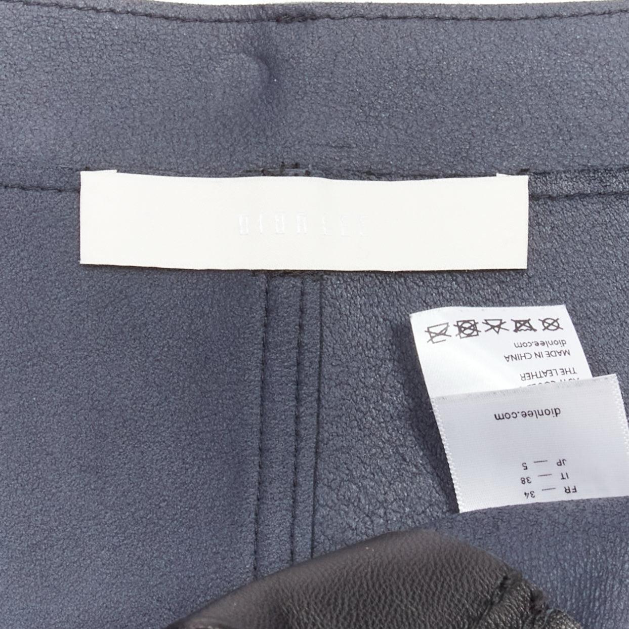 DION LEE black sheep leather back yoke front slit A-line skirt UK6 XS For Sale 3
