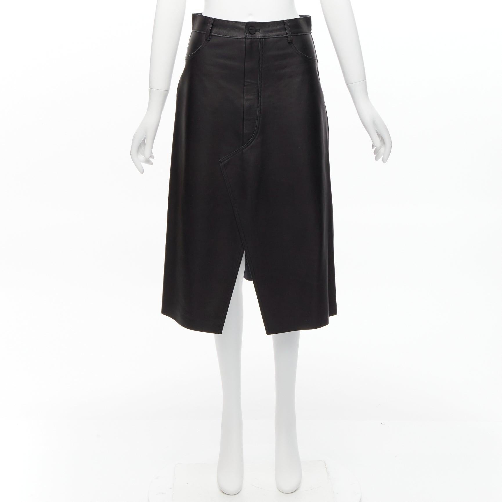 DION LEE black sheep leather back yoke front slit A-line skirt UK6 XS For Sale 4