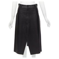 Dion Lee, pelle di pecora nera, carré posteriore, spacco frontale, gonna a ruota UK6 XS