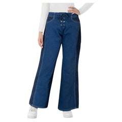 Dion Lee Blue Two Tone Wide Leg Jeans Size M
